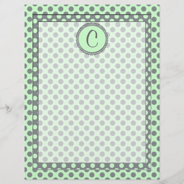 Vert menthe avec Pois gris-Monogramme STaylor (Devant)