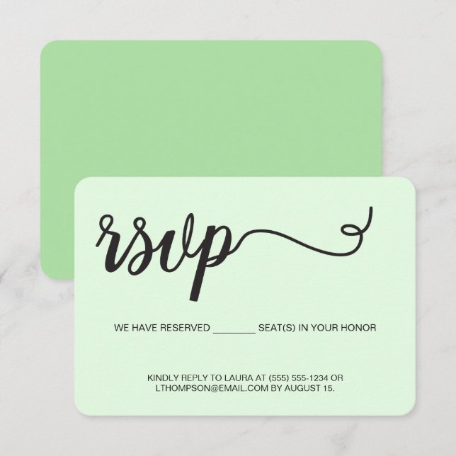 Vert menthe RSVP sans expédier Siège réservé (Devant / Derrière)
