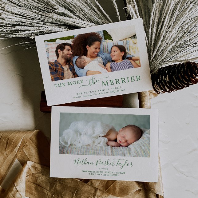 Vert minimal plus le Faire-part de naissance plus  (Créateur téléchargé)