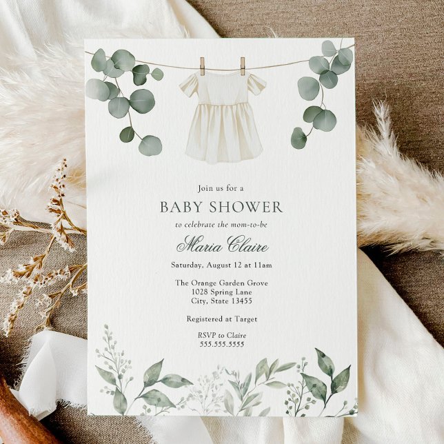 Vert minimaliste Baby Girl Douche Invitation (Créateur téléchargé)