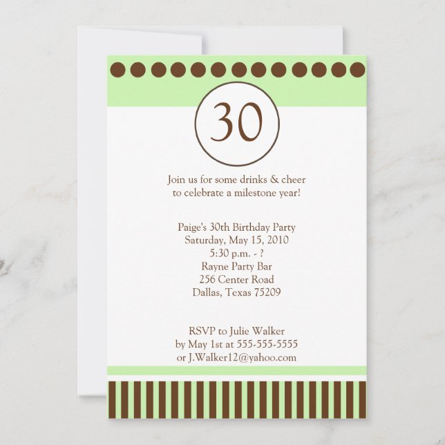 Vert moderne et Brown 5x7 Invitation d'anniversair (Devant)