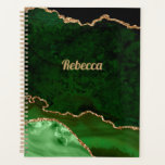 Vert Moderne Noir & Or Agate Personnaliser<br><div class="desc">Belle graphique de cristal d'agate verte moderne, noire et or. La planification personnelle est la façon d'atteindre votre objectif et d'être plus productif. Avec ce planificateur glamour, vous pouvez avoir l'air superbe tout en réalisant vos rêves et vos objectifs. Personnalisez avec votre nom ou offrez en cadeau à votre famille...</div>