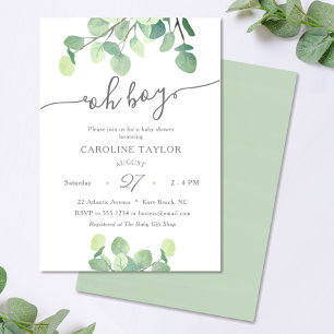 Vert moderne Oh Boy Baby shower Invitation
