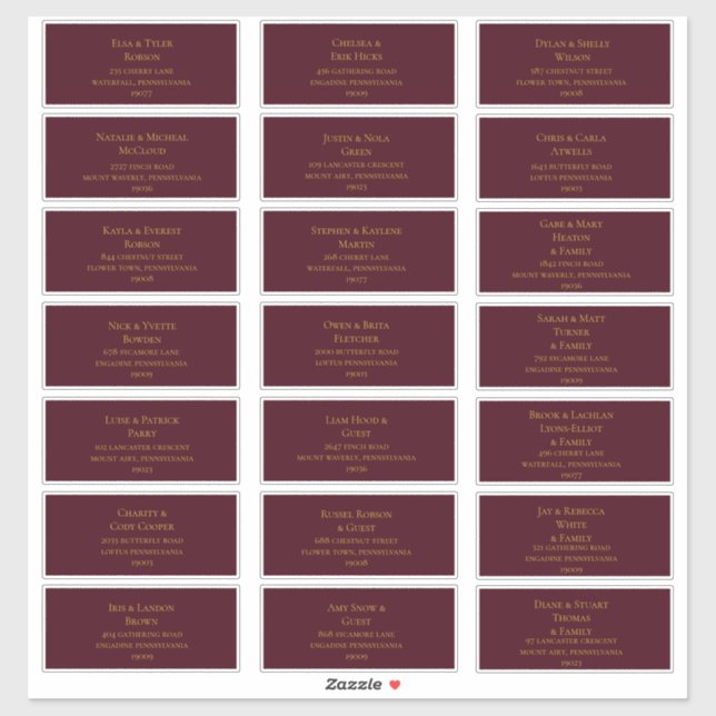 Vert Noël simple | Étiquettes de adresse rouges (Feuille)