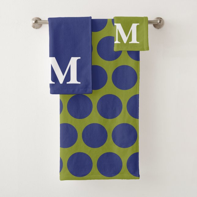 Vert olive & bleu pois monogramme initiale (En situation)