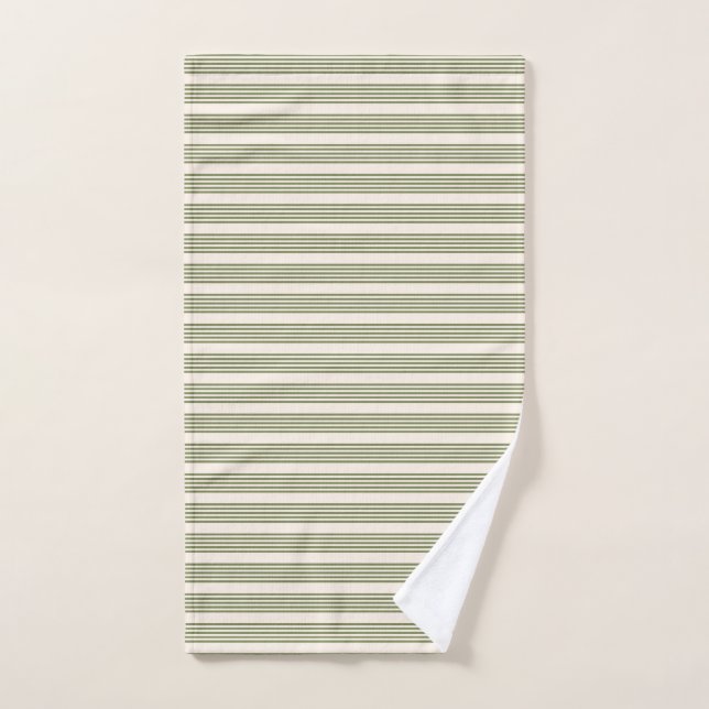 Vert olive et beige cinq rayures motif (Serviette à main)