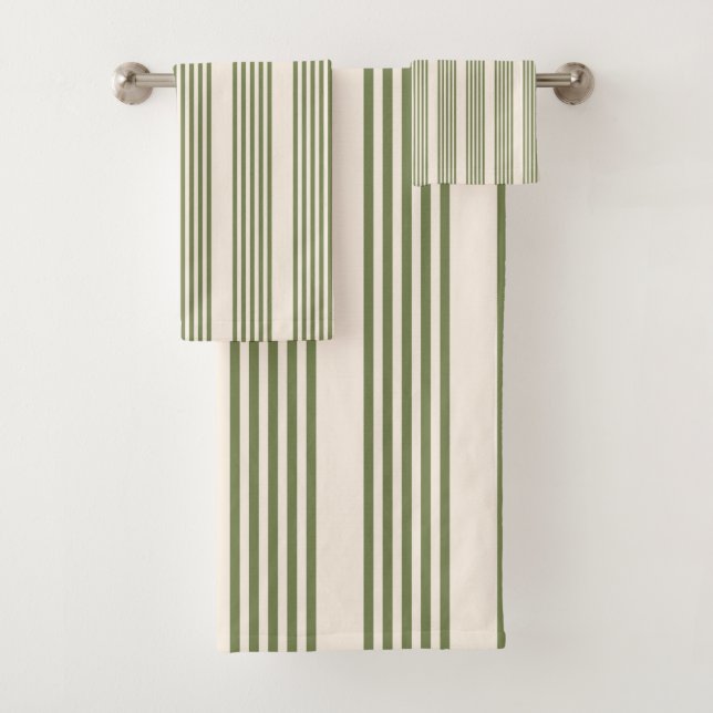 Vert olive et beige cinq rayures motif (En situation)