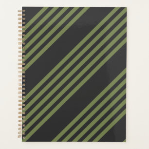 Vert olive et charbon de bois cinq bandes motif