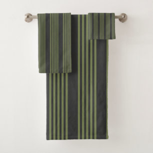 Vert olive et charbon de bois cinq bandes motif