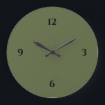 Vert olive et minimaliste noir Grande horloge<br><div class="desc">L'horloge artistique moderne présente un design minimaliste dans une palette de couleurs vert olive et noir. Un design simple avec des chiffres noirs sur un arrière - plan vert de l'armée d'olivier. Un ajout branché à votre cuisine, salon ou mur de bureau, un cadeau de bureau moderne réfléchi ou un...</div>