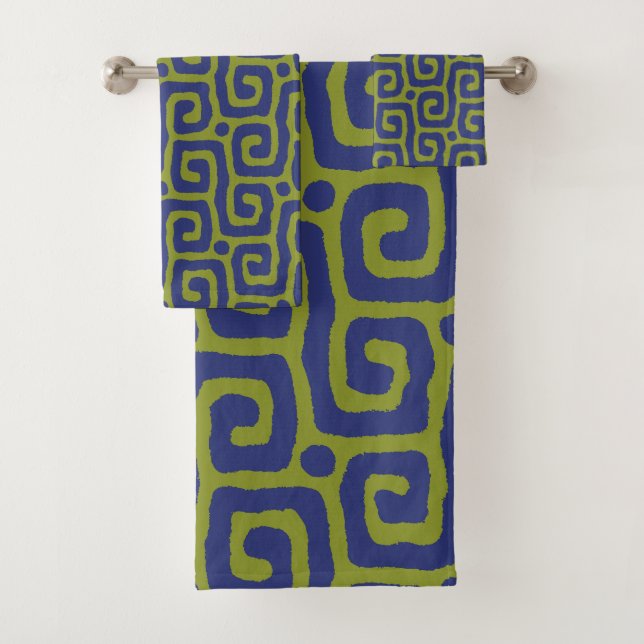Vert olive et motif abstrait bleu (En situation)