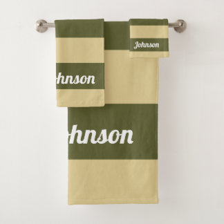Vert olive et rayures beige