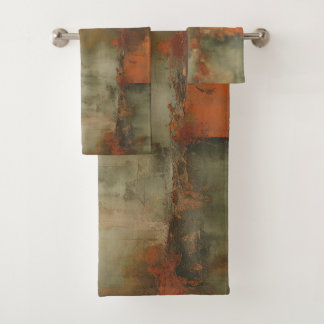 Vert olive Sage Orange brûlé Abstrait en détresse