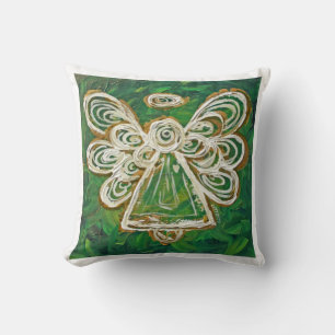 Vert, Or, Ange Blanc Oreiller Décoratif