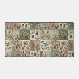 Vert Patchwork rose rose Floral Design Quilé
