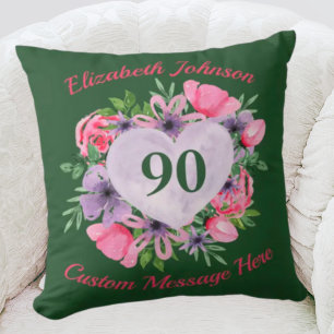 Vert Personnalisé 90e anniversaire Coussin pour fe