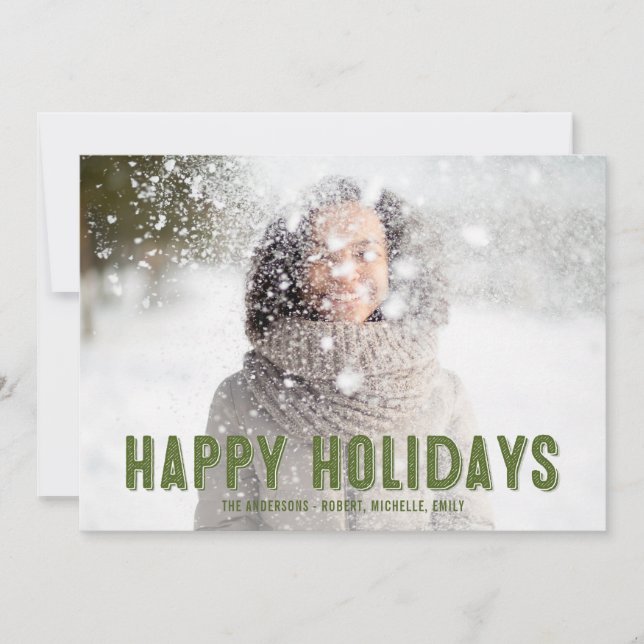 Vert Plaid Noël Joyeux Carte photo de vacances (Devant)