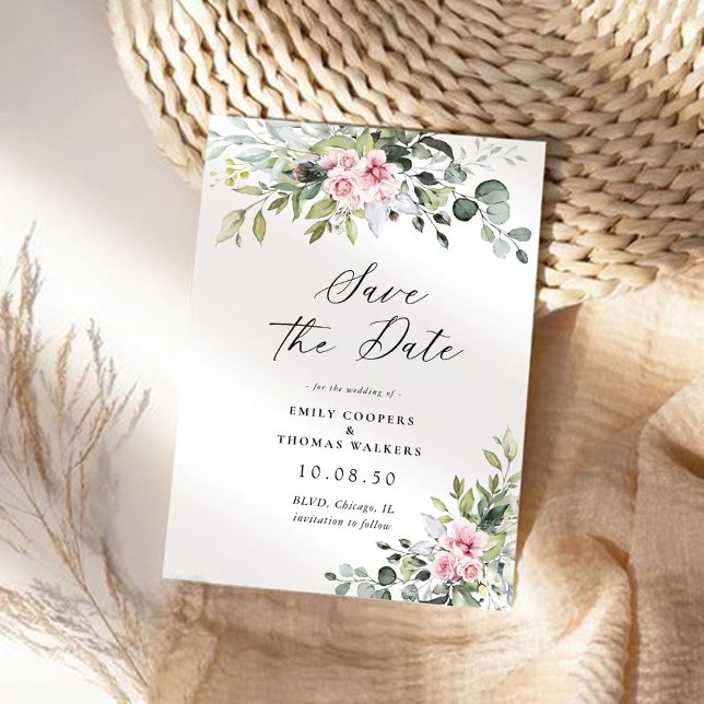Vert Rose Bleu Enregistrer Les Cartes De Date (Créateur téléchargé)