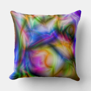Vert, Rose, Bleu, Jaune, Violet Coussin Abstrait