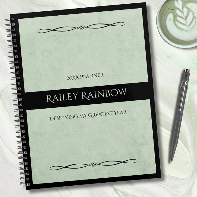 Vert Sage Professionnel Monogramme Administratif (Show appreciation with this elegant and professional planner, the ideal gift for admins)
