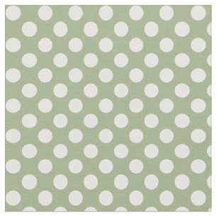 Vert sauge avec le tissu blanc de point de polka