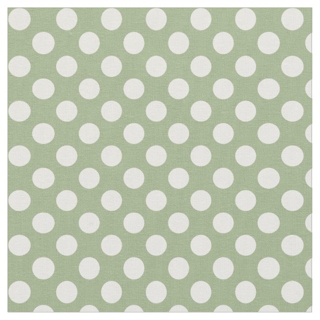 Vert sauge avec le tissu blanc de point de polka (Fermer)