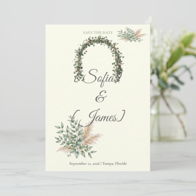 Vert sauge Champagne Boho Eucalyptus Fleur sauvage (Debout devant)
