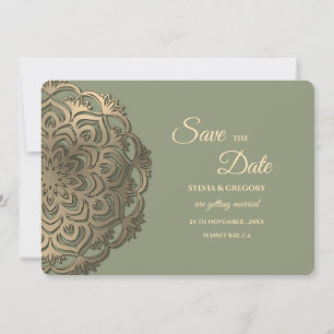 Vert sauge et or faux pour une invitation élégante