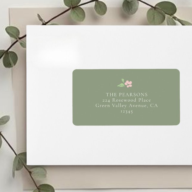 Vert sauge | Étiquette d'adresse de mariage floral (Créateur téléchargé)