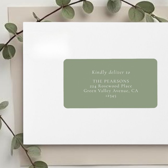 Vert Sauge | Étiquette d'adresse de mariage simple (Créateur téléchargé)