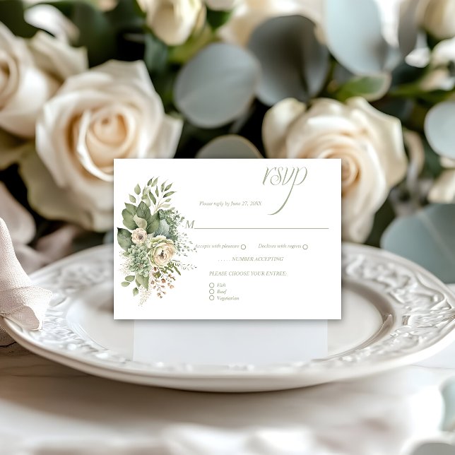 Vert sauge Eucalyptus Botanique Floral RSVP | (Créateur téléchargé)