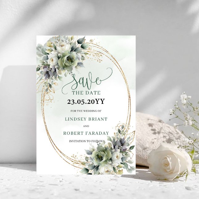 Vert sauge feuillage botanique Save The Date (Sage Green Foliage Botanical Save The Date)