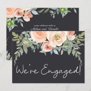 Vert sauge marine pastel floral élégant Engagement