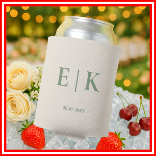 Vert Sauge Monogramme Glacière de mariage