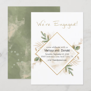 Vert sauge or floral élégant Engagement