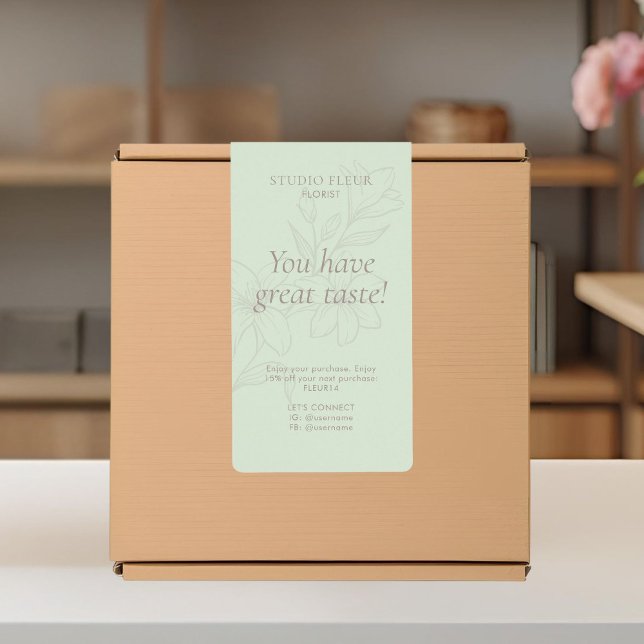 Vert| Simple moderne fleuriste Étiquettes d'expédi (Créateur téléchargé)