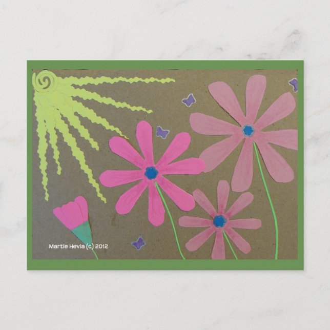 Vert soleil et fleurs | Carte postale Blue Beach S (Devant)