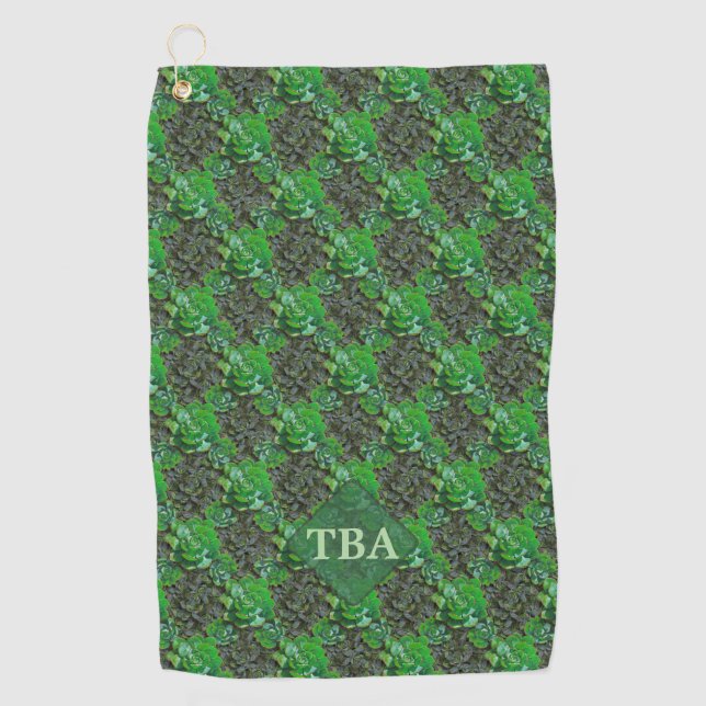 Vert Succulents treillis Motif serviette de golf (Devant)