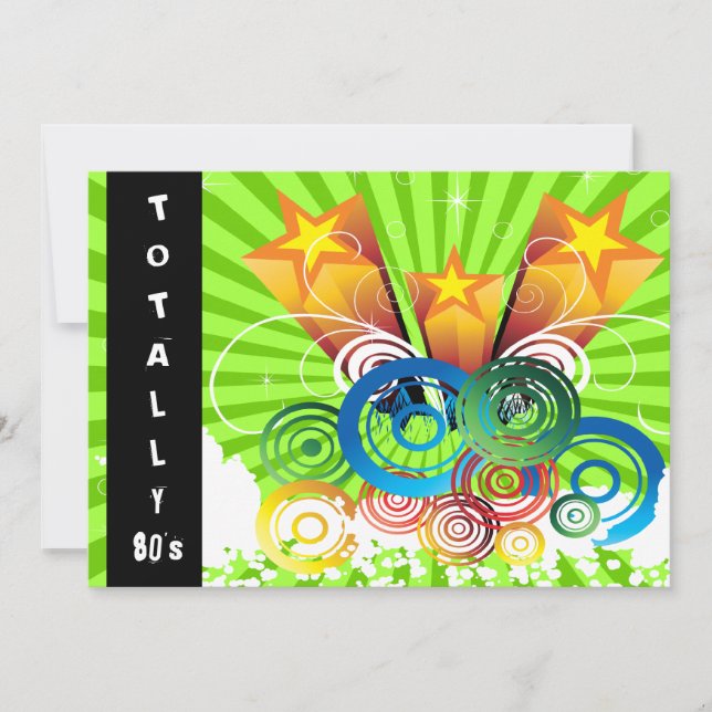 vert totalement 80's rétro party Invitation (Devant)