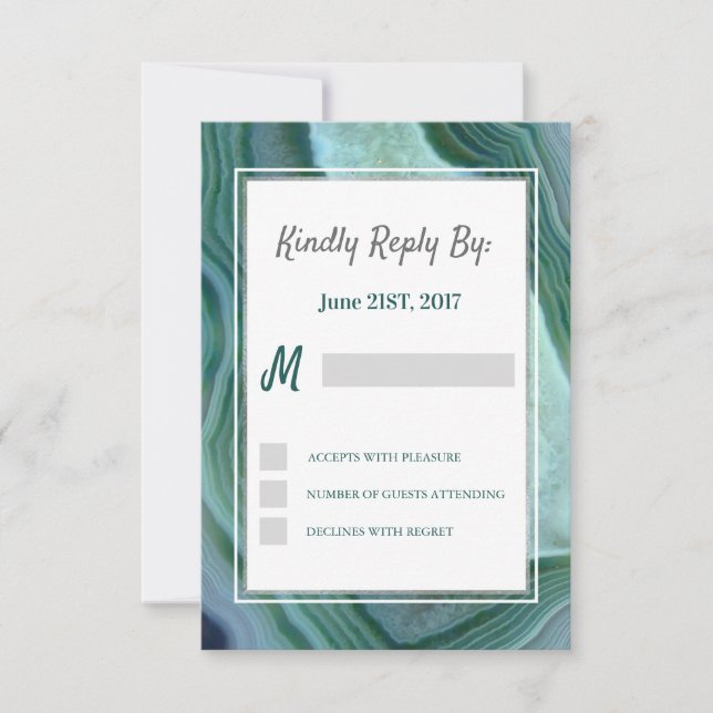 Vert turquoise - Argent Géode Agate RSVP (Devant)