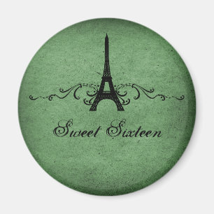 Vert Vintage Français Plourish Sweet 16 Magnet
