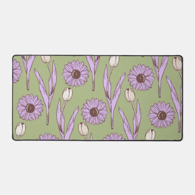 Vert violet rétro Y2K Funky Hippie Flower Motif (Recto)