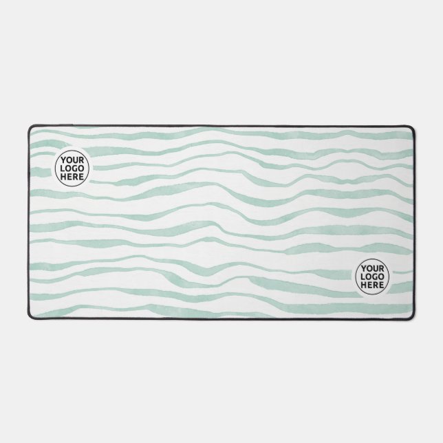 Vert Watercolor Stripes Bureau Mat Souris Pad (Recto)