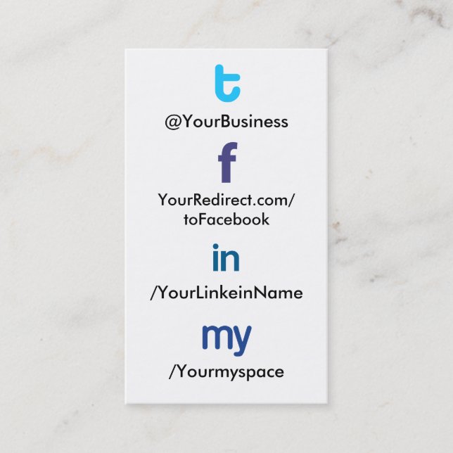 Vertblankbak social du tflm 2,0 de carte de visite (Devant)