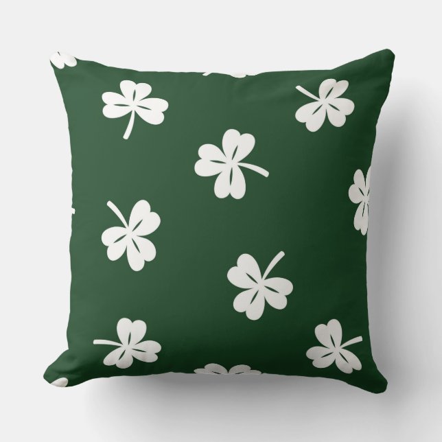 Verte/Blanc Clover St Patrick's Coussin (Recto)