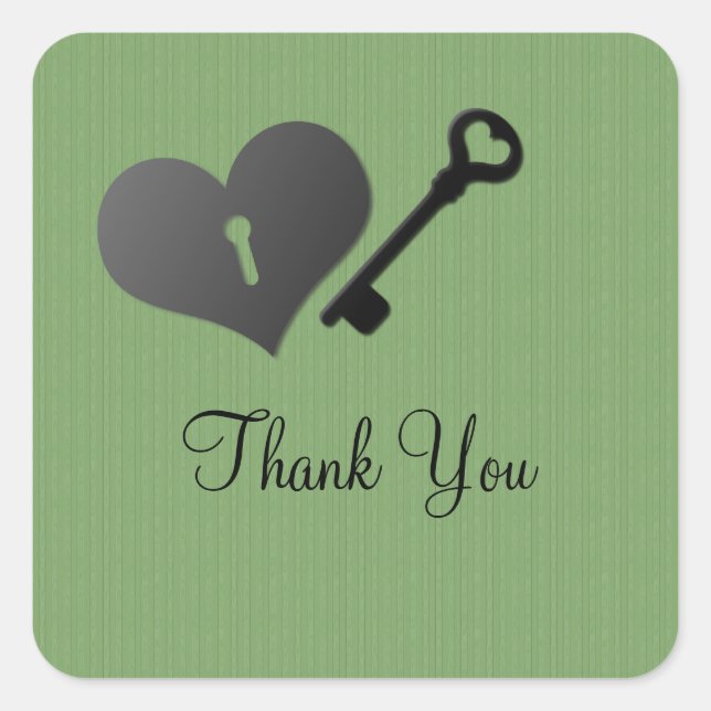 Verte serrure de coeur et Stickers Merci clé (Devant)