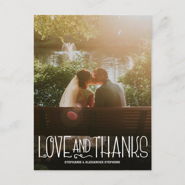 Vertical Love et Merci Mariage Carte de remercieme (Devant)