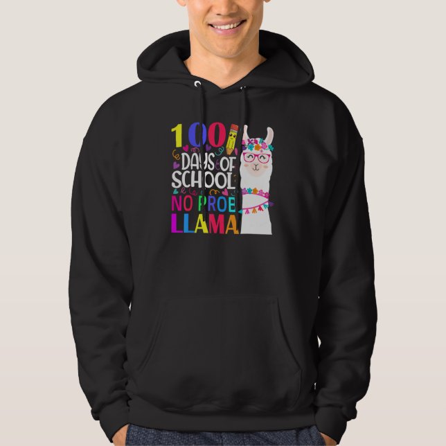 Veste À Capuche 100 Jours D'école Pas De Problème Lama Lama Enseig (Devant)
