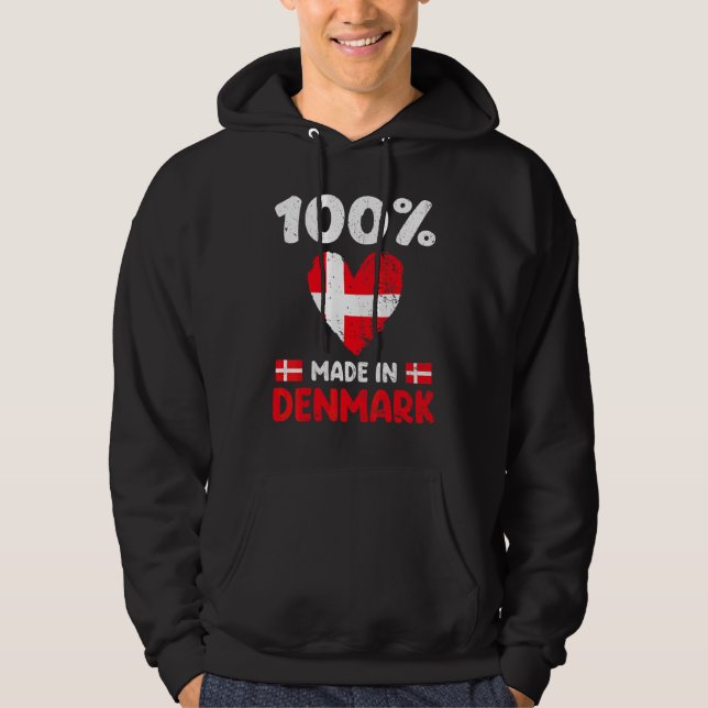 Veste À Capuche 100 Pour Cent Fabriqué Au Danemark Garçons Filles  (Devant)