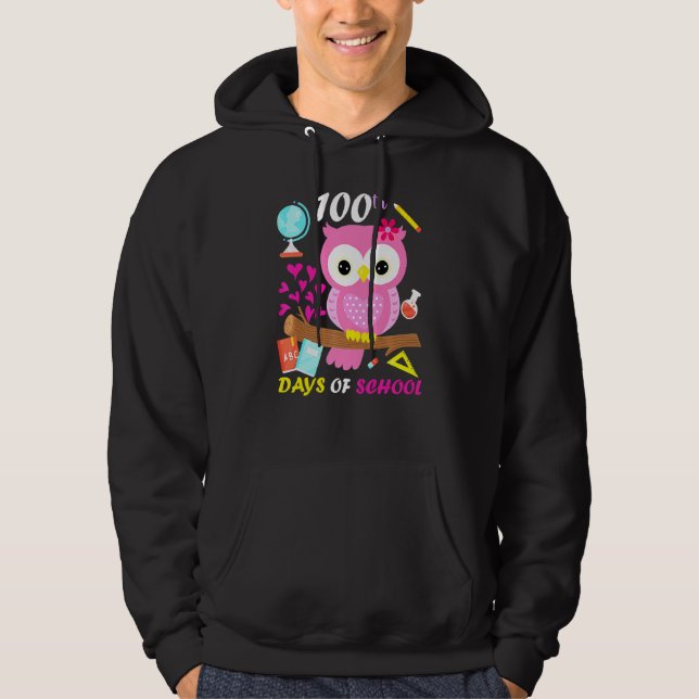 Veste À Capuche 100th Day Of School 100 Days Smarter Cute Owl Love (Devant)